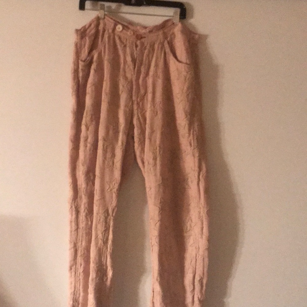 Magnolia Pearl cotton linen hand stitched star appliqué miner pants